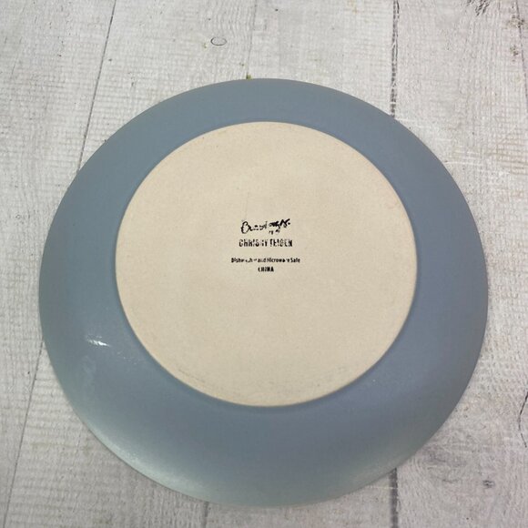Chrissy Teigen GRAVINGS BLUE Color Motifs Textured Stoneware Salad Plates Set 4 - Picture 3 of 16
